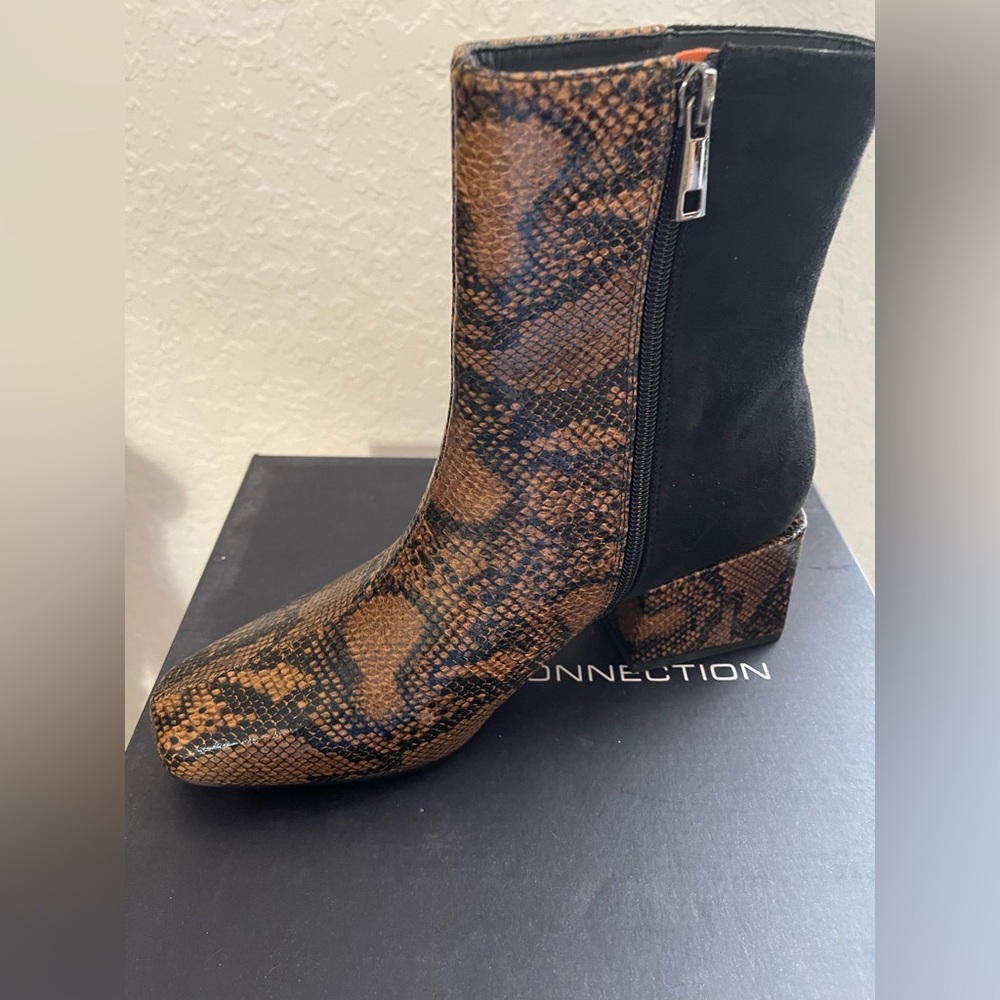 French Connection Snake Print Ankle Boots